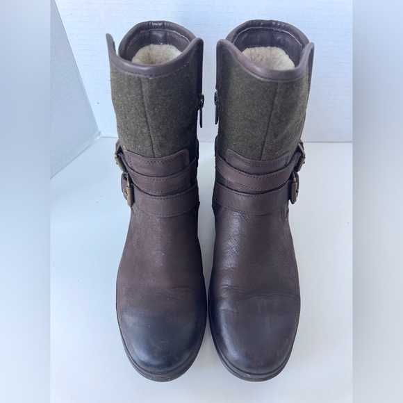 UGG Simmens waterproof Sherpa lined biker moto style boots shoes size 7 - Picture 3 of 11